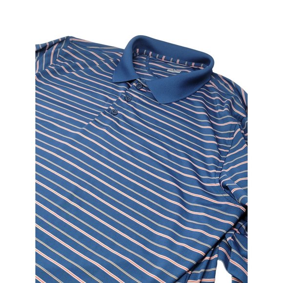 Under Armour Golf Polo‎ Shirt Short Sleeve Moisture Wicking Blue Striped Size XL - Picture 1 of 5